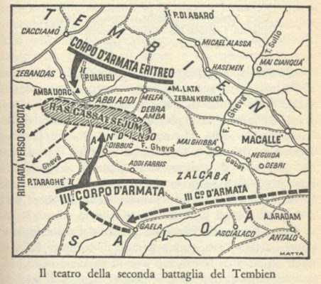 La mappa si trova in: Angelo Del Boca, La guerra d’Abissinia 1935-1941, Feltrinelli, Milano 1965, p. 127